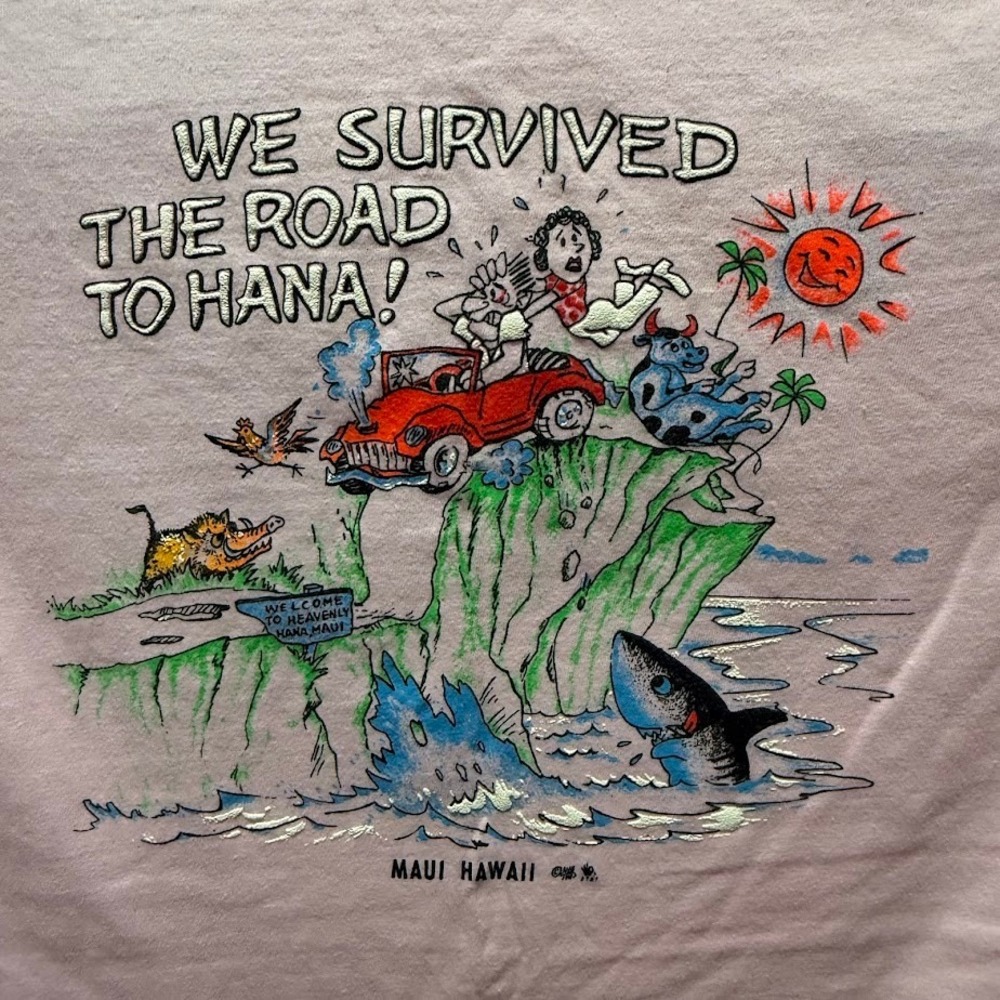 Vintage 1987 Hanes Beefy-T Shirt‎ Hawaii Pink T-Shirt Single Stitch Large USA